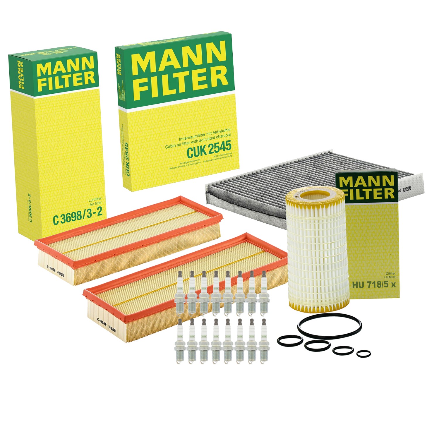 Mann Engine Oil Cabin Air Filter  NGK 16 Spark Plugs Kit For W463 G500 G55 V8