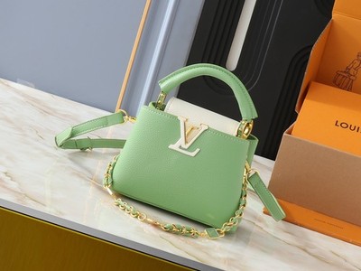 Women's Mint Green Caviar Leather Mini Handbag, Chain Shoulder Crossbody Purse