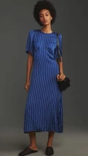 Baum und Pferdgarten Anthropologie Midi Dress Blue Stripe Avigail Size 40 NWT