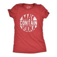 Camiseta para mujer May Contain Vodka divertida licor fiesta camiseta gráfica