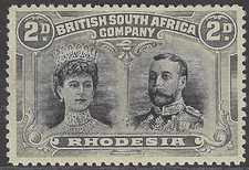 SG 126 Rhodesia 1910 2d black & grey.Fresh mounted well centred example. CAT £65