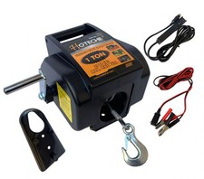 Verricello Elettrico 1 TON Portatile per Auto Barca Argano Paranco 12V 300W