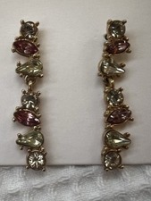ANN TAYLOR LOFT PINK CASCADE EARRINGS RHINEST...