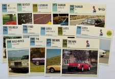 Classic Cars Collectors Club cards. British cars 1962-1990. Job lot x14