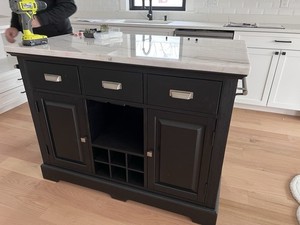 Marble Kitchen Island Storage Wine Rack Cabinets Stemware Ebony Wood Finish
