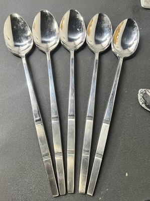 Stanley Roberts Stainless Fennix Flatware Silverware - Ice Tea Spoons Set Of 5
