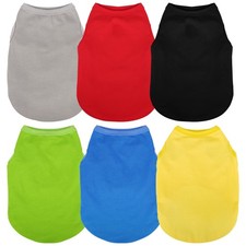 6 Pieces Plain Dog Shirt Sleeveless Puppy Cotton Dog Shirts Breathable Pet Ap...