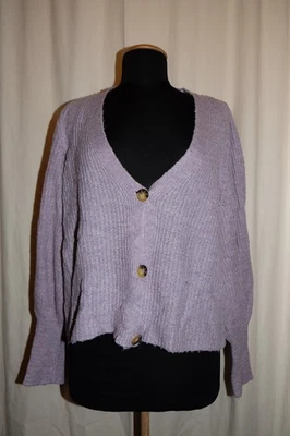 ONLY weicher Patentstrick Cardigan kurze Strickjacke blasslila L - Bild 1 von 4