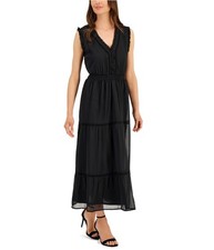 Fever Womens Sleeveless Maxi Dress, Black, Large