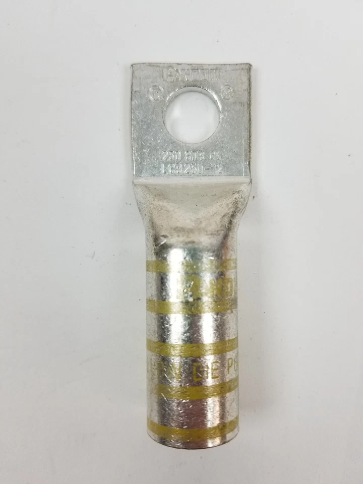 10 Panduit LCB250-12-X Long Barrel Lug 1-Hole 1/2" Stud 250kcmil Yellow NEW - Image 4 of 4