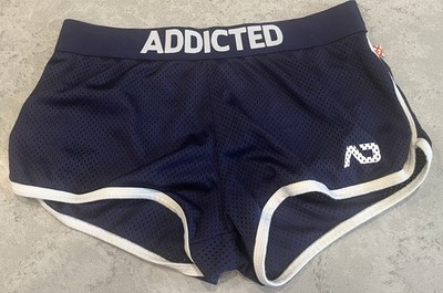 Addicted Freeball Mesh Gym Shorts Size Medium ? (size cut out) Navy Blue & White