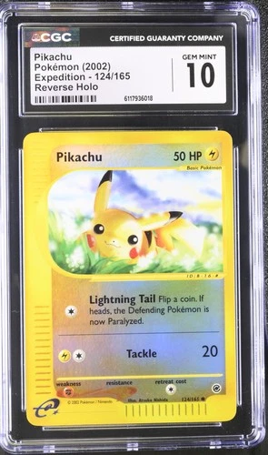 CGC 10 GEM MINT Pikachu 2002 Expedition 124/165 Reverse Holo Pokemon Card