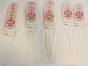 43 Master Lock Safety Lockout Tags 497A & 36 zip ties Laminated