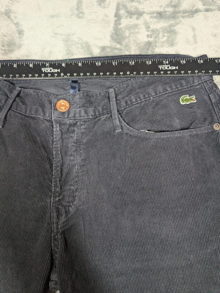 Pantalones de pana cosidos Lacoste X Earnest para hombre 33 azul marino Fulton pierna recta hechos en EE. UU. Foto 2 de 4