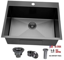 20x16x9 Inch Drop In Kitchen Sink Black, 20 20x16x9inch Drop in Gunmetal Black