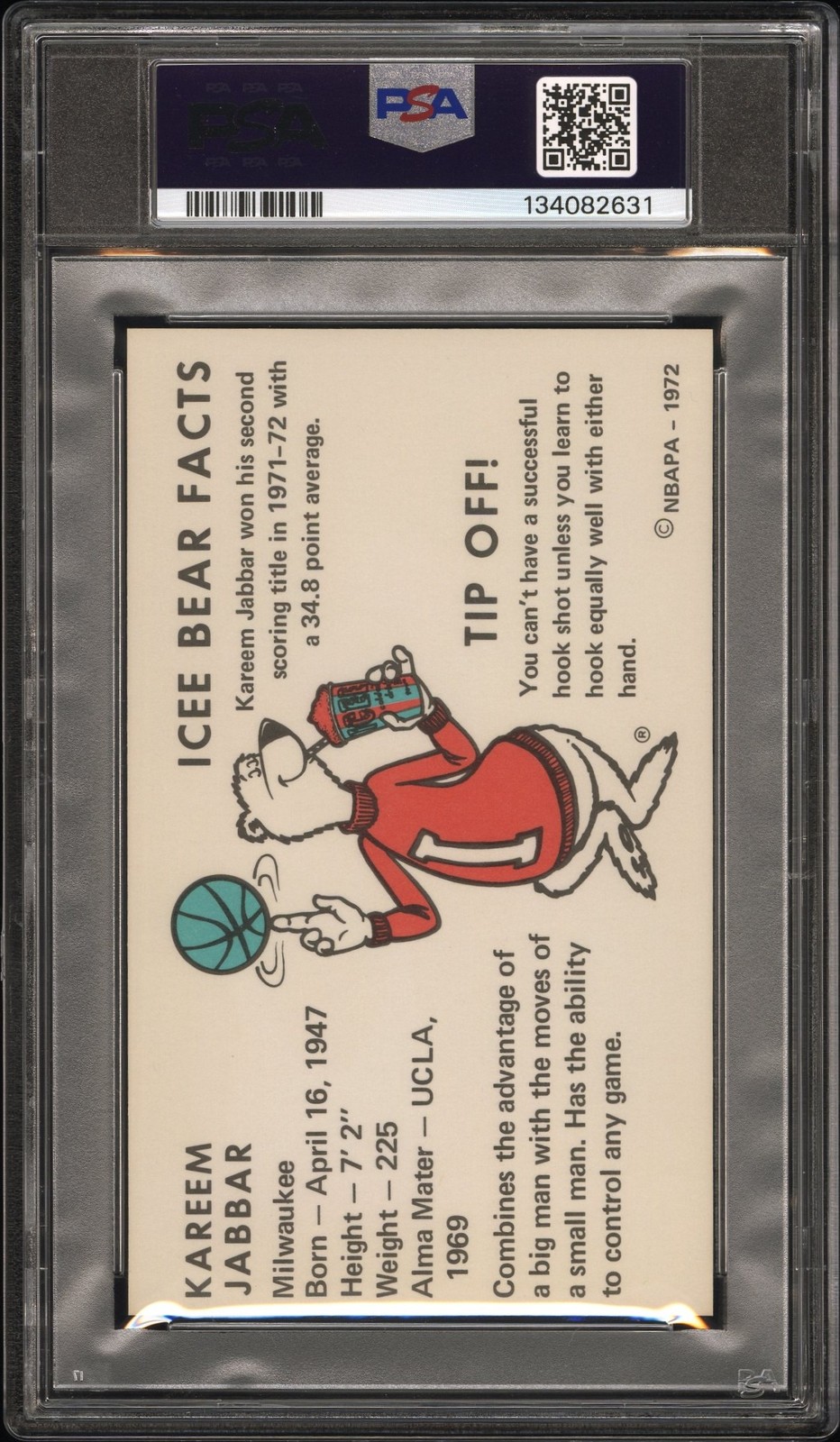 1972 ICEE BEAR KAREEM ABDUL-JABBAR PSA 7 view 2