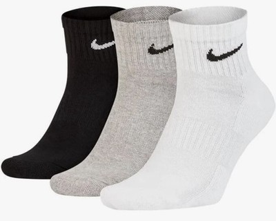 Nike Unisex Everyday Cushion Ankle Socks 3 Pairs Mens Sz 8-12 L Grey White Black