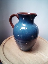 Dartmouth Pottery Devon Blue White Spotted Jug / Vase 17.5 cm
