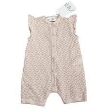 NEW Zara Cotton Pointelle Knit Romper Size 3-6 mos TINY FLAW 