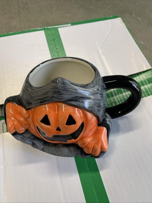HALLOWEEN HYDE & EEK! Earthenware PUMPKIN Coffee Cup Mug Jack-o'-lantern 🎃