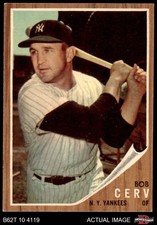 1962 Topps #169 Bob Cerv Green Tint Yankees RARE VARIATION 7 - NM