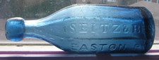 Seitz & Bro Easton,PA Premium Mineral Waters sided COBALT blue SQUAT soda BOTTLE