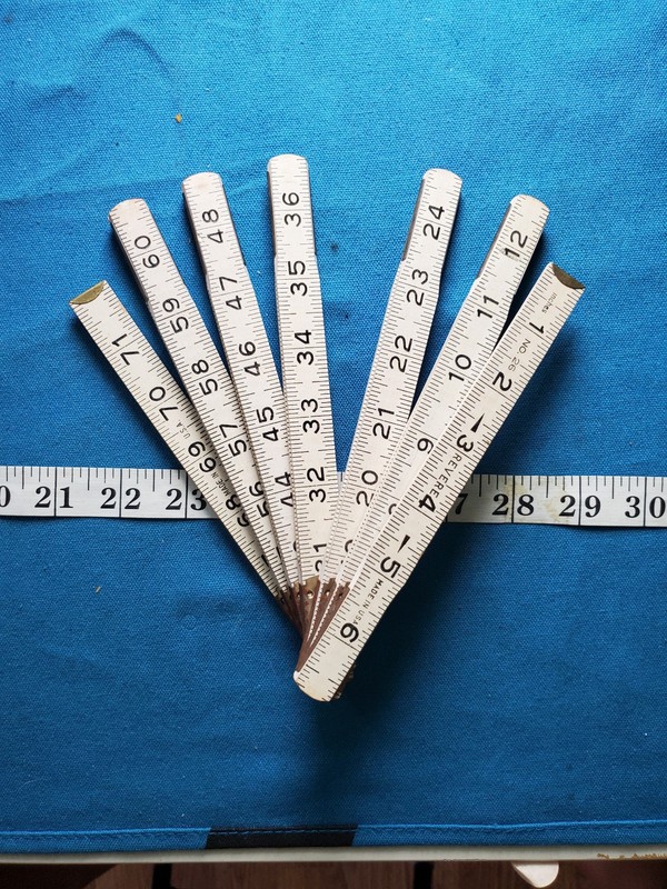 Vintage REVERE Wooden Ruler No. 26 Folding Made in the USA  6 Ft  - 72 "  White