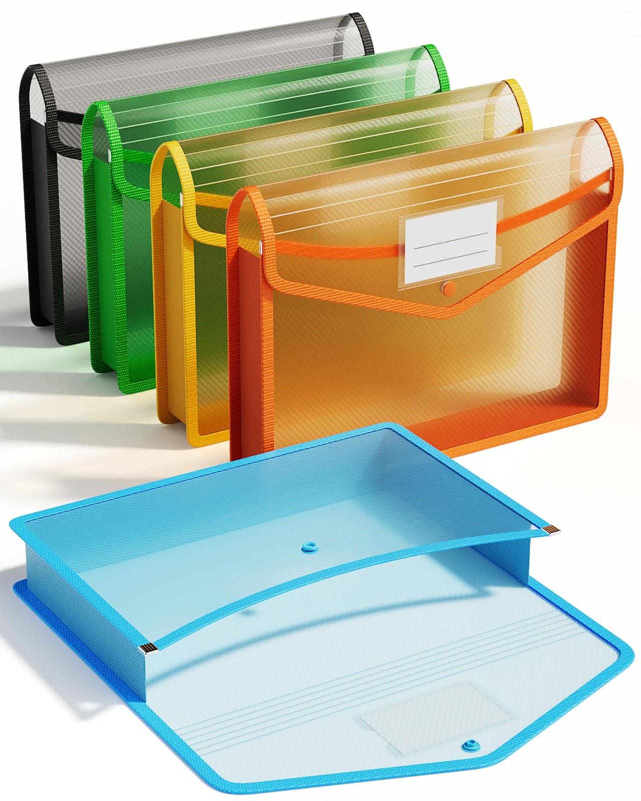 ThinkTex A4 Plastic File Folder, 5 Pcs Document Folder Multicoloured