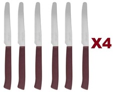 SET 24 COLTELLI TAVOLA MAROB I TAGLIENTISSIMI ACCIAIO INOX PUNTA DENTATA MARRONE