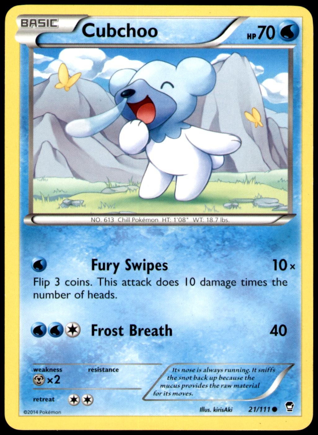 Cubchoo 21/111 Common Furious Fists Pokemon Lightly Played