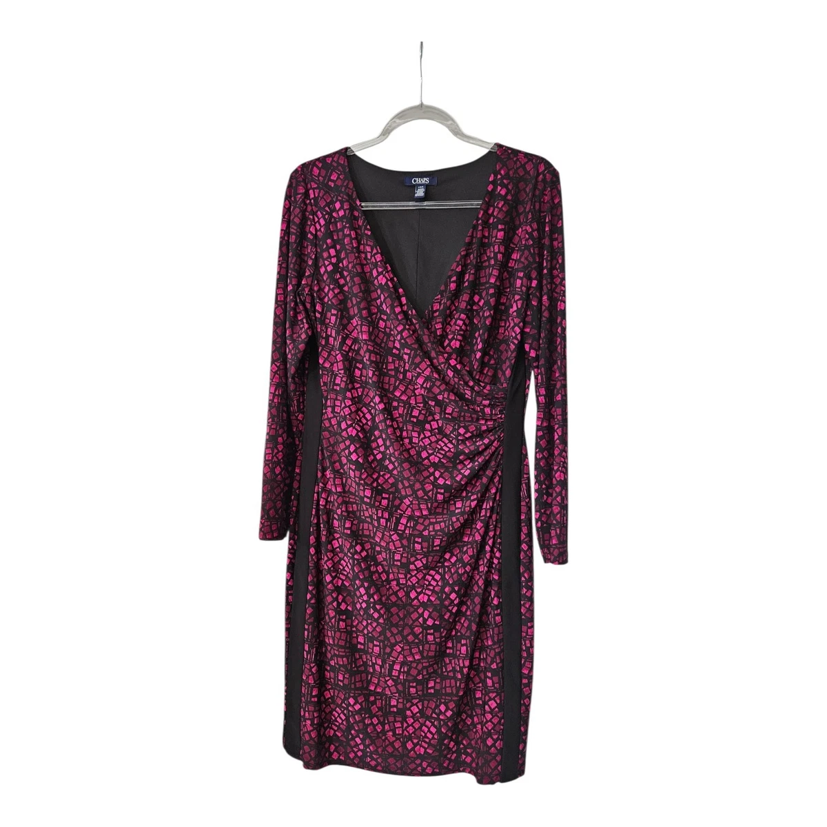 chinese dress ladies Chaps Women Surplice Faux Wrap Dress Purple Medium at Amazon Women's  Clothing store