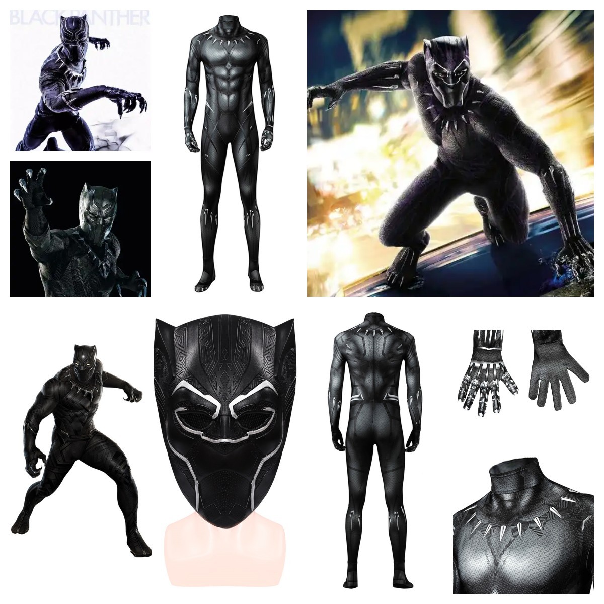 Capitán América: Guerra Civil Pantera Negra T'Challa Disfraz Disfraz Mono + Máscara