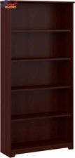 Bush Furniture Tall 5 Shelf Bookcase Large Open Bookshelf Sturdy Display Cabinet