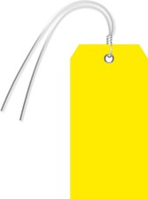 Pack of 100 Yellow Plastic Tags with Wires 4.75 x 2.375 inch Metal Eyelet 10 ...