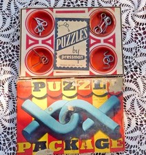 ART DECO 1930'S PUZZLE PACKAGE METAL PUZZLES COMPLETE BY PRESSMAN