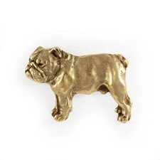 Bulldog, Englische Bulldogge I - Vergoldete Brosche, eleganter Hundeschmuck, ein