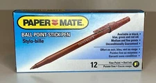Vtg Paper Mate Fine Ball Point Pen Red Ink Lot Of 9 Original Box Do Not Write