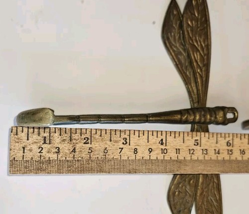 Metal Dragonfly Hook Coat Towel Hanger Brass 7" Across 4pcs - Picture 5 of 5