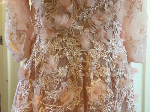 Bridess Short Sleeve Off The Shoulder Wedding Dress Size 12 Uk 8 US BNWT* Pink - Picture 13 of 23