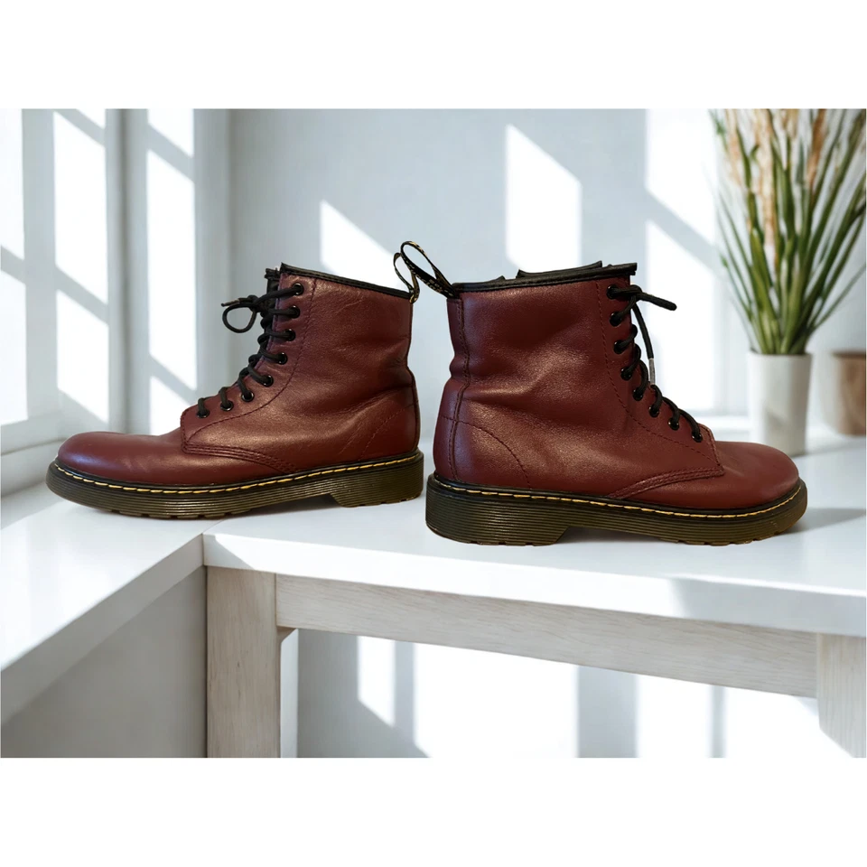 Botas de Combate Dr Martens 1460 J J Junior Talla US 4 Rojo Cereza Cuero Liso 8 Ojos Foto 4 de 4