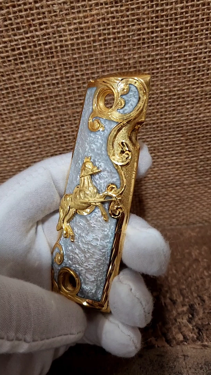 1911 Luxury Gold Silver plated govermment gun grips Mexican Narco