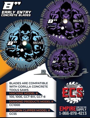 8'' Early Entry Concrete Blades for Gorilla Concrete Tools
