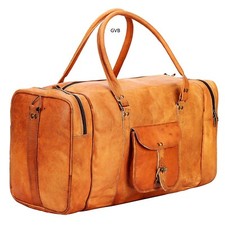 Large Vintage Men 30" Leather Tote Travel Luggage Bag Travel Bag Duffle Gym Bag