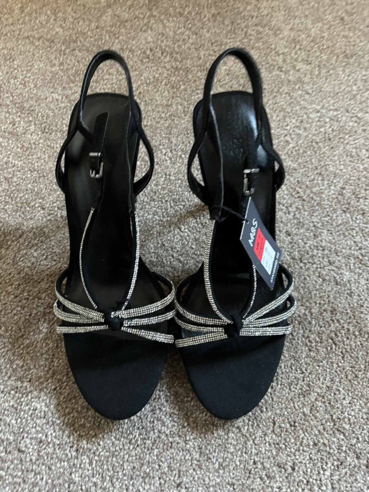 APL Sandali con cinturino Marks And Spencer neri e diamanti taglia 7 nuovi