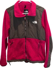 North Face Women's Retro Denali Jacket Medium Polartec Zipper Fleece Pink Gray