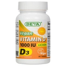 Vegan Vitamin D3 1000 IU 90 Veg Tabs By Deva Vegan Vitamins