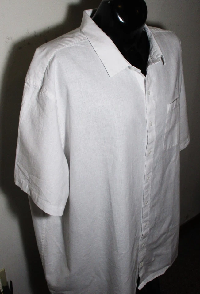 4XL AMAZON Essentials White Linen Short Sleeve Shirt Men's Size 4XL NWT - Image 3 of 4