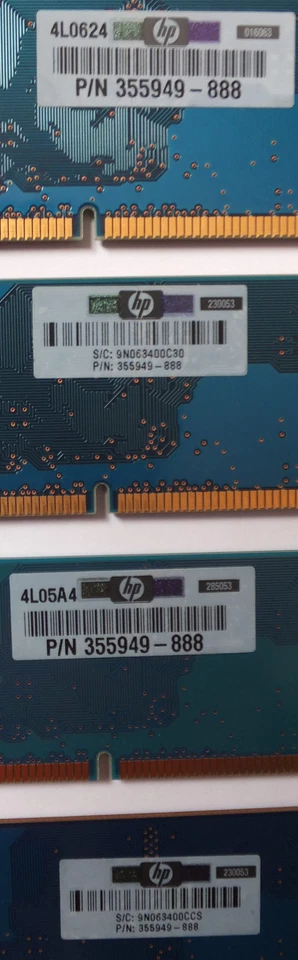 Nanya RAM PC2-4200U-444--12C1  4 x 256Mb modules.      HP P/N: 355949-888 - Image 4 of 4