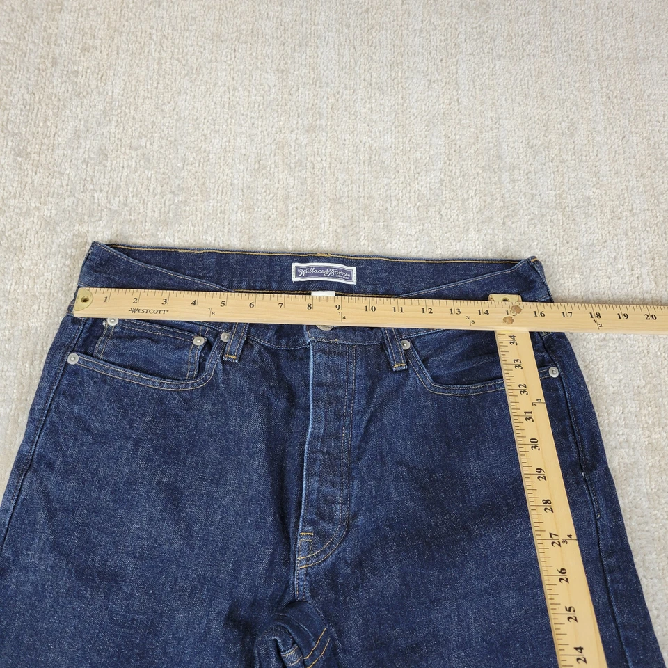 Wallace Barnes Jeans Mens 32x34 Blue Flared Button Fly Japan Selvedge Denim USA - Image 3 of 4