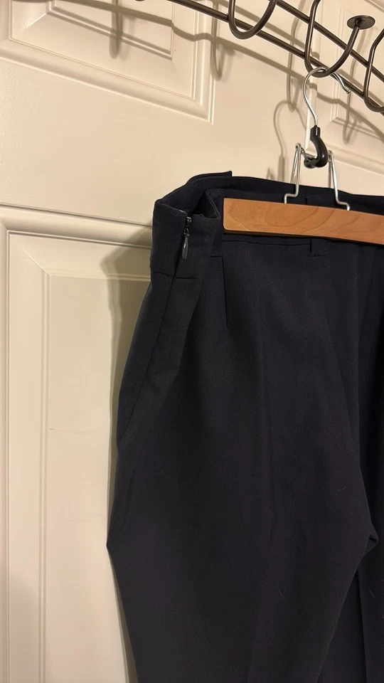 TORY BURCH Wool Boot Cut Dark Blue Navy Trousers Sz Large - Image 3 of 4